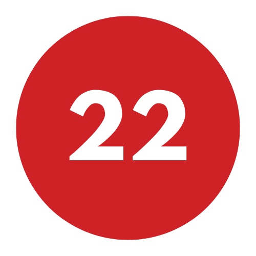 the number 22 in a red circle